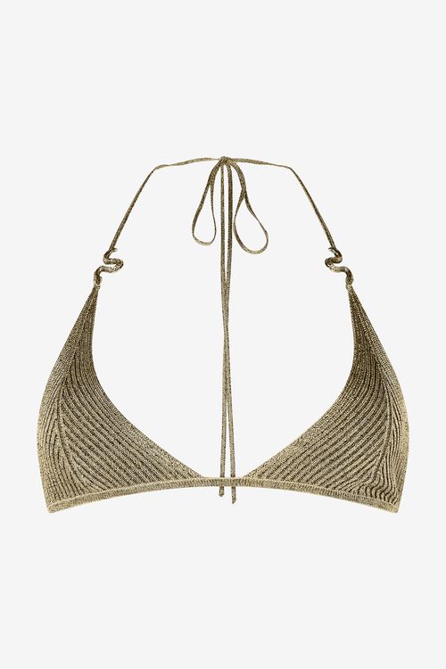 Ribbed Black And Gold Bralette With Serpents