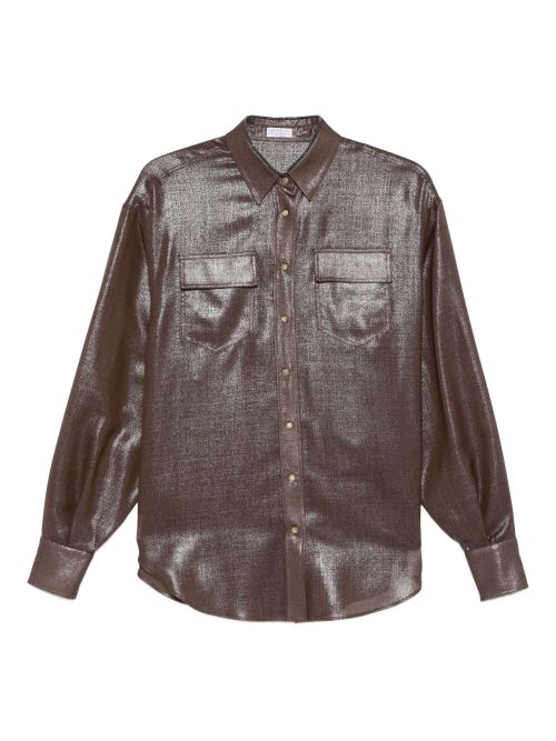 Metallic-finish shirt - Brown