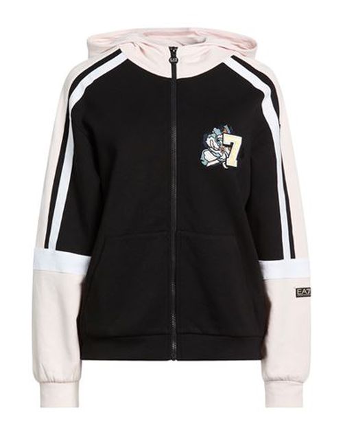 Woman Sweatshirt Black Size M Cotton, Polyamide