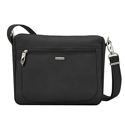 Travelon Anti-Theft-Class Small East/West Crossbody Bag, Black, 10.25 x 8 x 2.5 43115 500