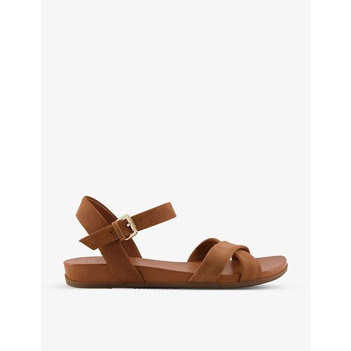 Womens Camel-nubuck Landie Cross-strap Leather Sandals