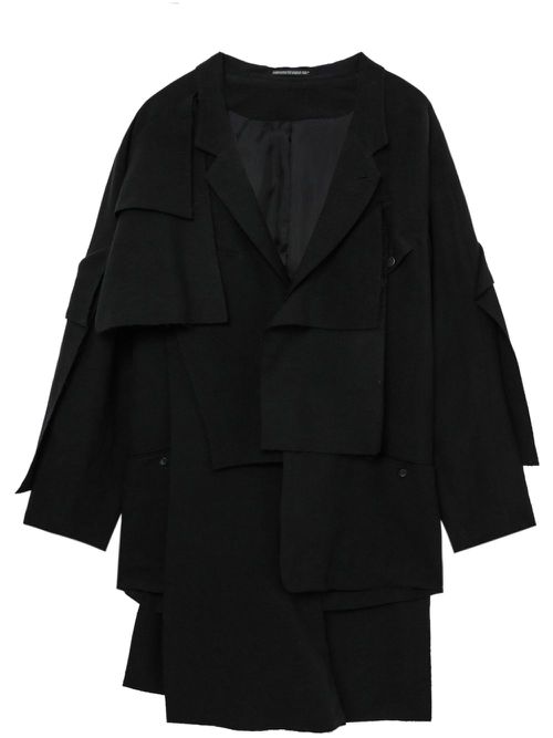 Cut-out layered coat - Black