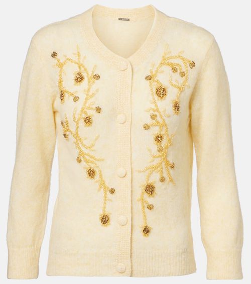 Beaded alpaca and wool-blend cardigan