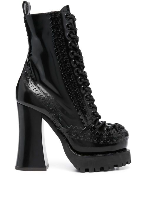 120mm lace-up leather boots - Black