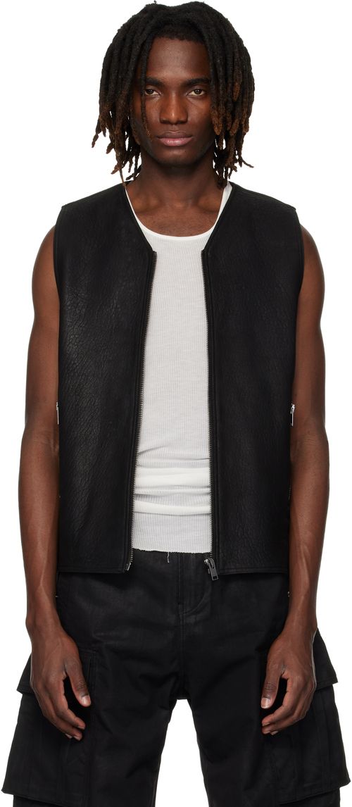 Black Zip Leather Vest