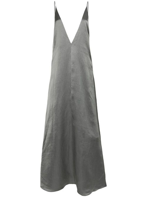 V-neck satin maxi dress - Grey