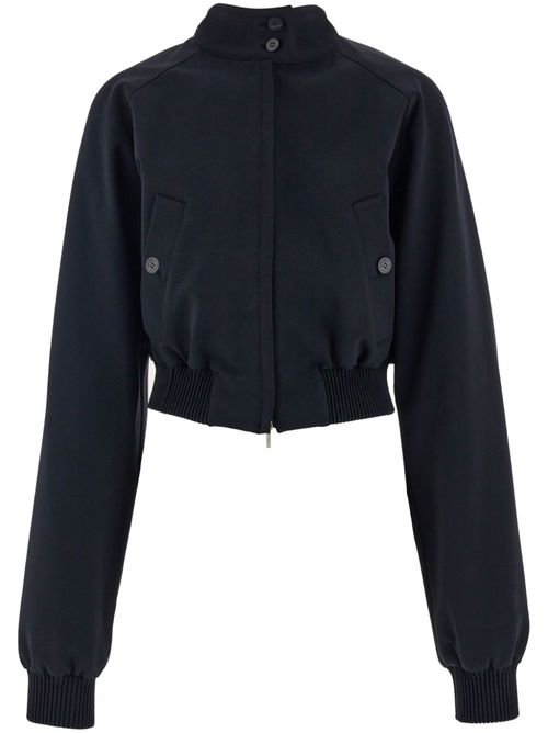 Cropped zipped bomber jacket - Black