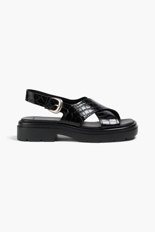 Helena croc-effect leather slingback sandals - Black - EU 39