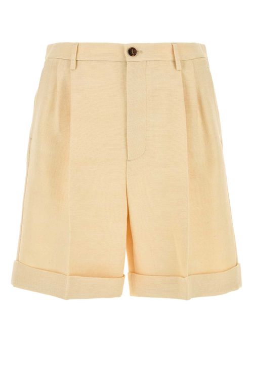 Cream Jute Bermuda Shorts