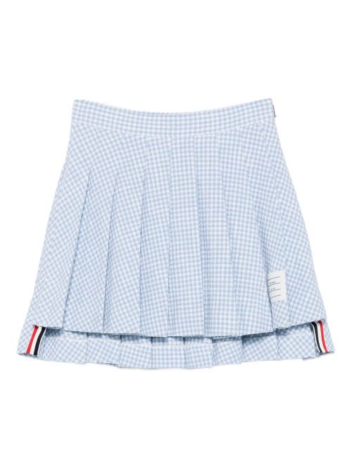 Pleated checked mini skirt - Blue