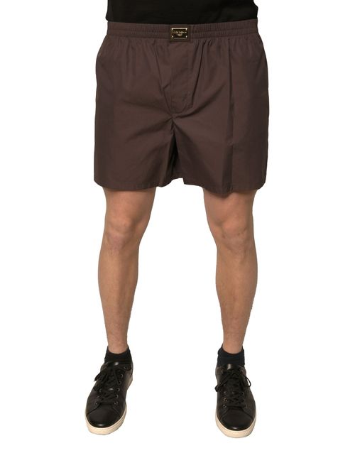 Cotton Silk Blend Bermuda Shorts — Brown