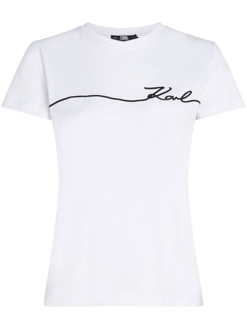 Logo-embroidered crew-neck T-shirt - White