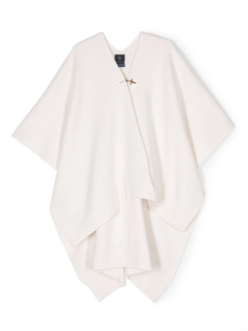 Fine-knit short-sleeve poncho - White