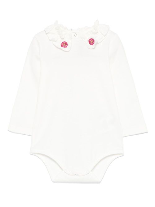 Ruffle-collar bodysuit - White