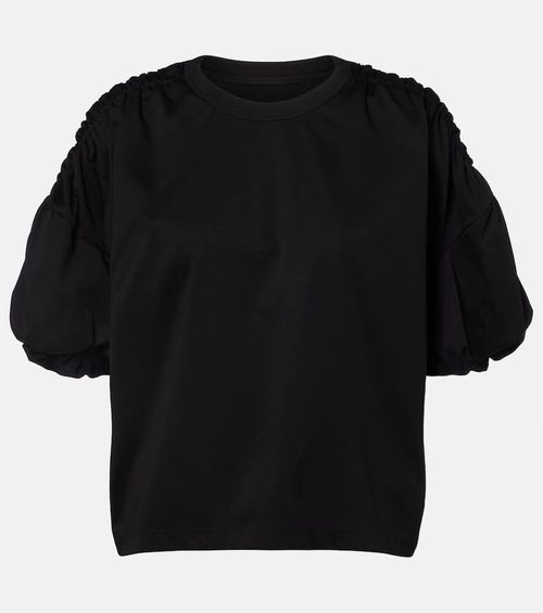 Gathered cotton jersey T-shirt