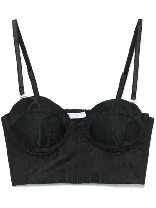 Patterned-jacquard bustier top - Black