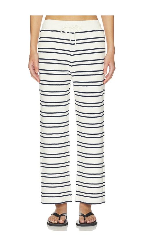 Negative Underwear Waffle Knit Cropped Pant in Cream,Navy. XS. Also in S, M, L, XL/1X, XXL/2X