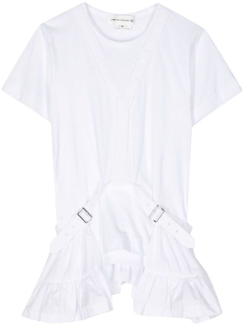 Belted cotton T-shirt - White
