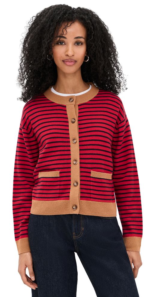 Lillian Cardigan Red Stripe