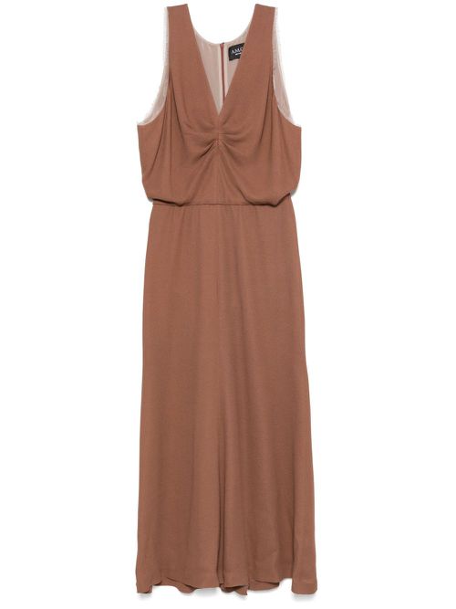 A.M.G. V-neck midi dress - Brown