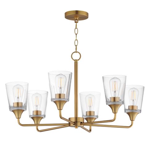 Natural Aged Brass Chandelier from the Hudson Collection