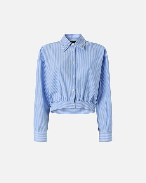 Cropped striped shirt with jewel collar - 46