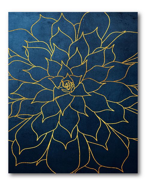 Wall Decor Navy/Gold Succulent Wall Art