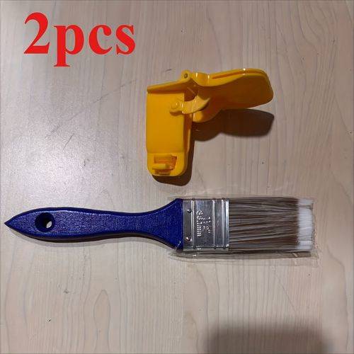 TEMU 2pcs Set, Paintbrush With Color Separation Guide, Durable Plastic Handle, Multi-functional Diy Painting Tool, Suitable For Frame, Wall, And