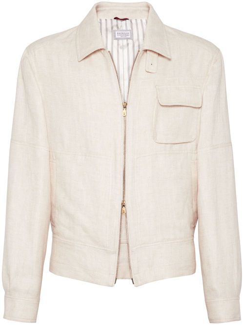 Spread-collar bomber jacket - Neutrals