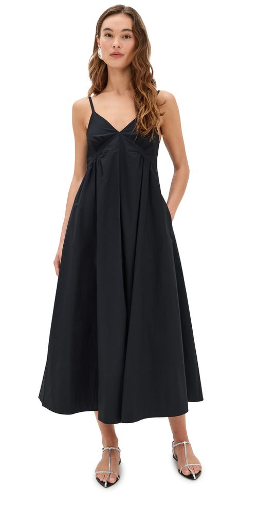 Barker Dress in Stretch Poplin Black