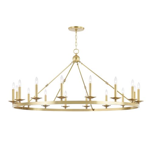 Aged Brass 16 Light Chandelier from the Allendale Collection