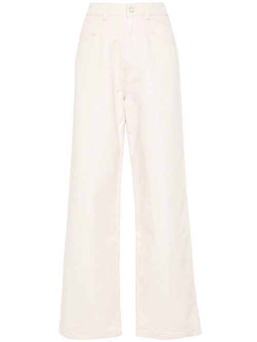 High-waisted straight-leg jeans - Neutrals