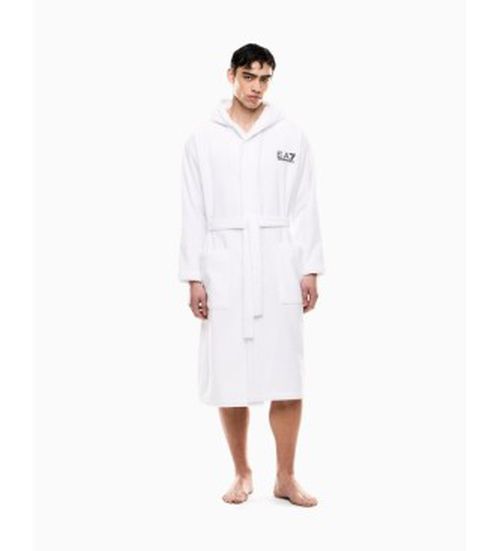 EA7 for man. 7M000441_AF14014 White cotton terry towelling bathrobe (XXS), Homewear