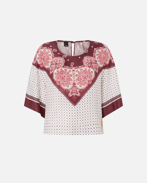 Blouse with tie motif and placed print - 36