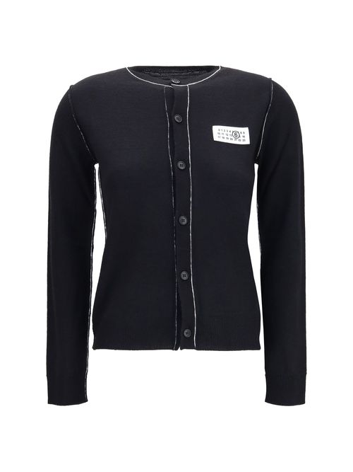 Wool Blend Button Cardigan — Black