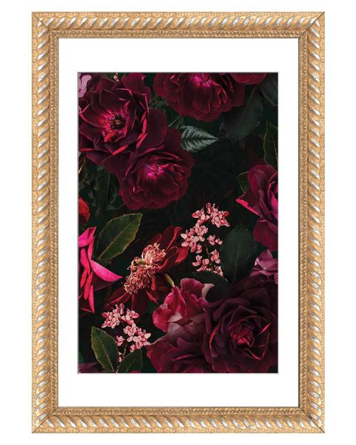 Vintage Midnight Summer Botanical Roses Garden By Utart Wall Art