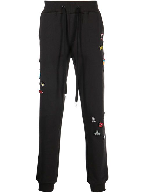 Decorative-pin detail track pants - Black