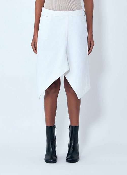 Asymmetric Denim Skirt - Woman Skirts White Fr