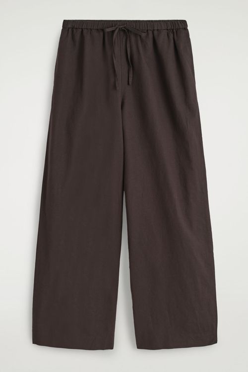 WIDE-LEG LINEN DRAWSTRING PANTS