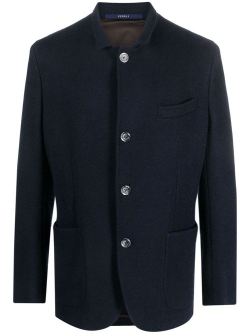 Single-breasted cashmere blazer - Blue