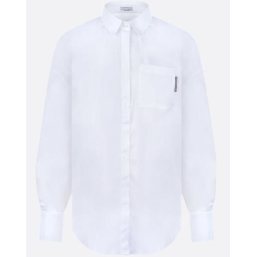 Plain long-sleeved shirt - White