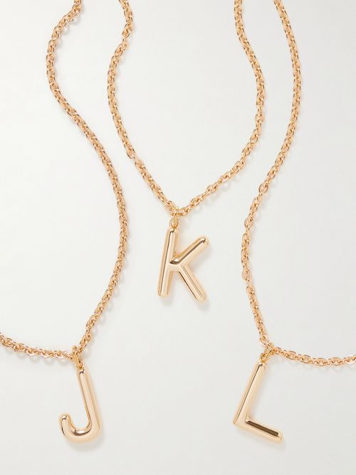 Puffy Initial Gold-tone Necklace - M