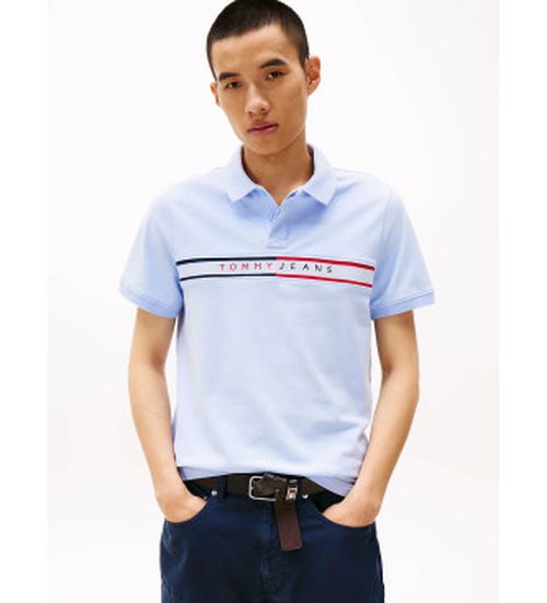 Tommy Jeans for man. DM0DM20916 Blue slim fit polo shirt (M), Casual, Cotton, Short sleeve