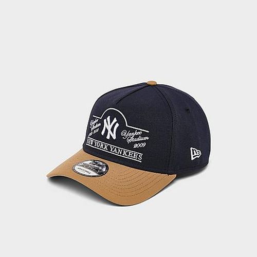 New York Yankees MLB Yankee Stadium Wordmark 9FORTY A-Frame Snapback Hat in Navy/Wheat