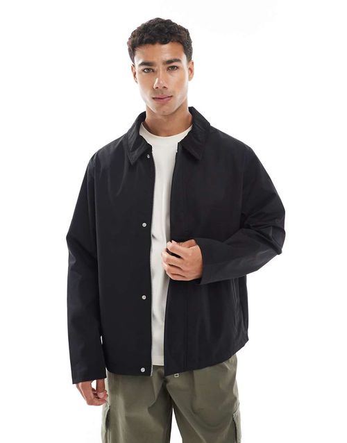 Harrington jacket with cord collar in black