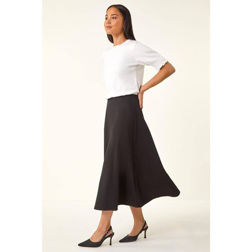 Roman Women's Petite Ponte Stretch Midi Skirt in Black