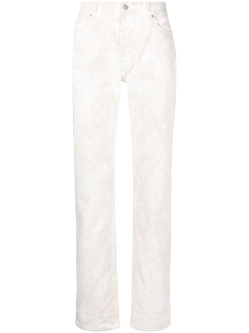 Bleached-wash slim-cut jeans - White