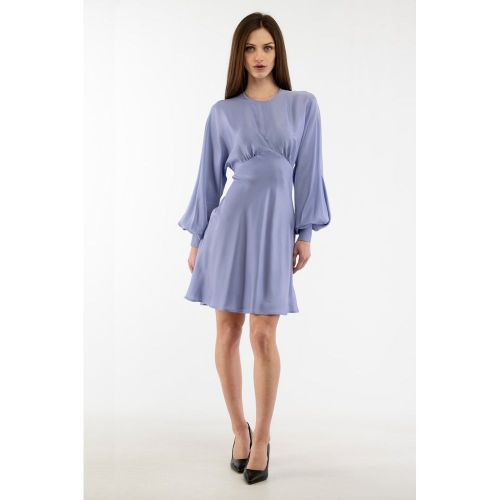 Marabou-Accented Dress — Purple