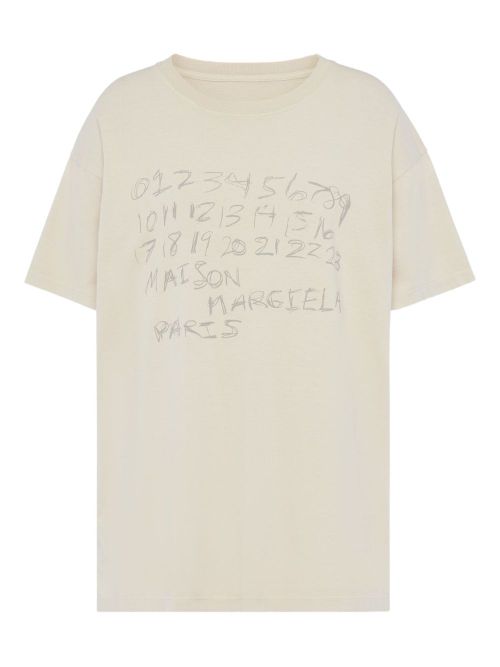 Cotton Short-Sleeve T-Shirt with Printed Numbers and Text