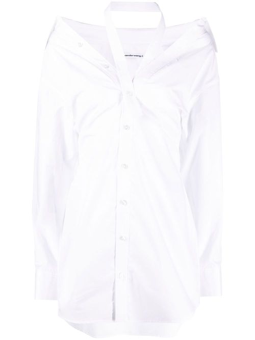 Off-shoulder shirt dress - White